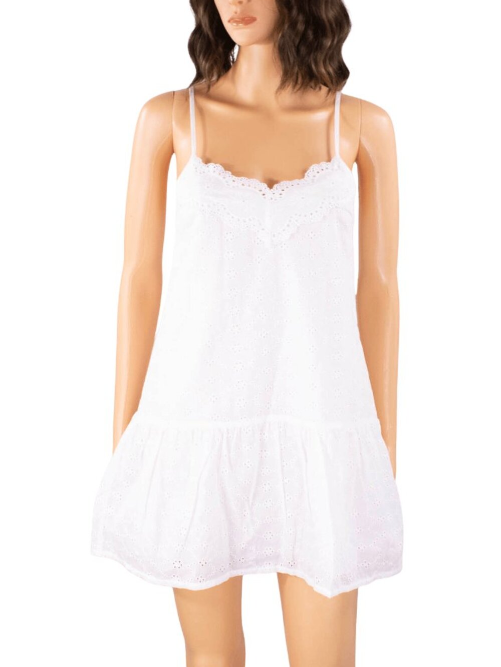 Afends White Eyelet Lace Mini Dress NWOT Recycled Cotton Boho Sz XS